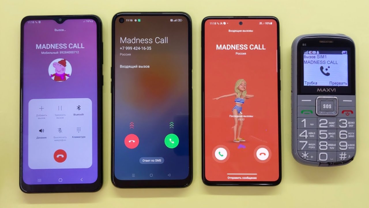 Two Samsung Galaxy A02 A51 Vs OPPO A54 and MAXVI B5 / MADNESS Incoming Call & Outgoing Call