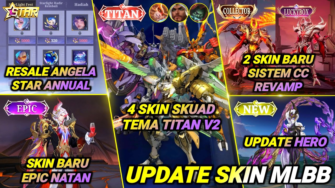 NATAN EPIC, ANGELA STARLIGHT ANNUAL RESALE, KHALED SKIN TITAN, COLLECTOR HANZO RILIS, UPDATE HERO