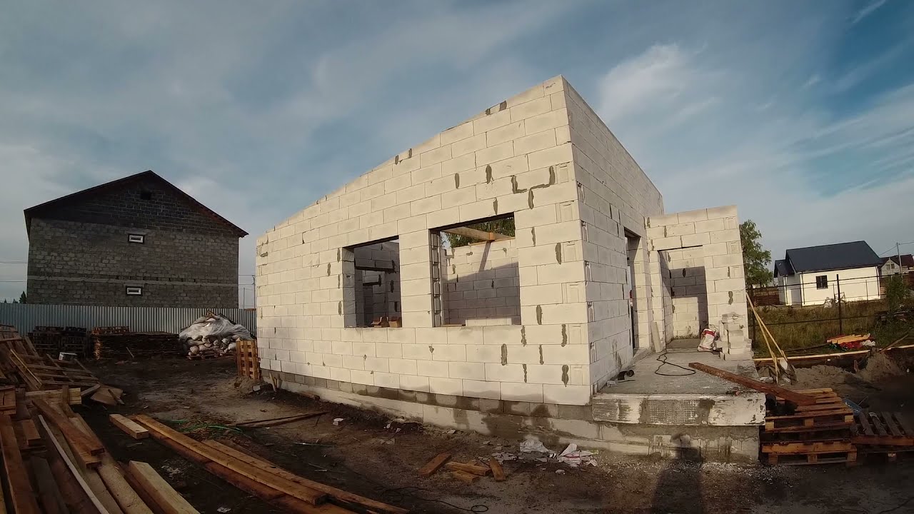 Крыша на доме из газобетона. (Односкатная крыша)
