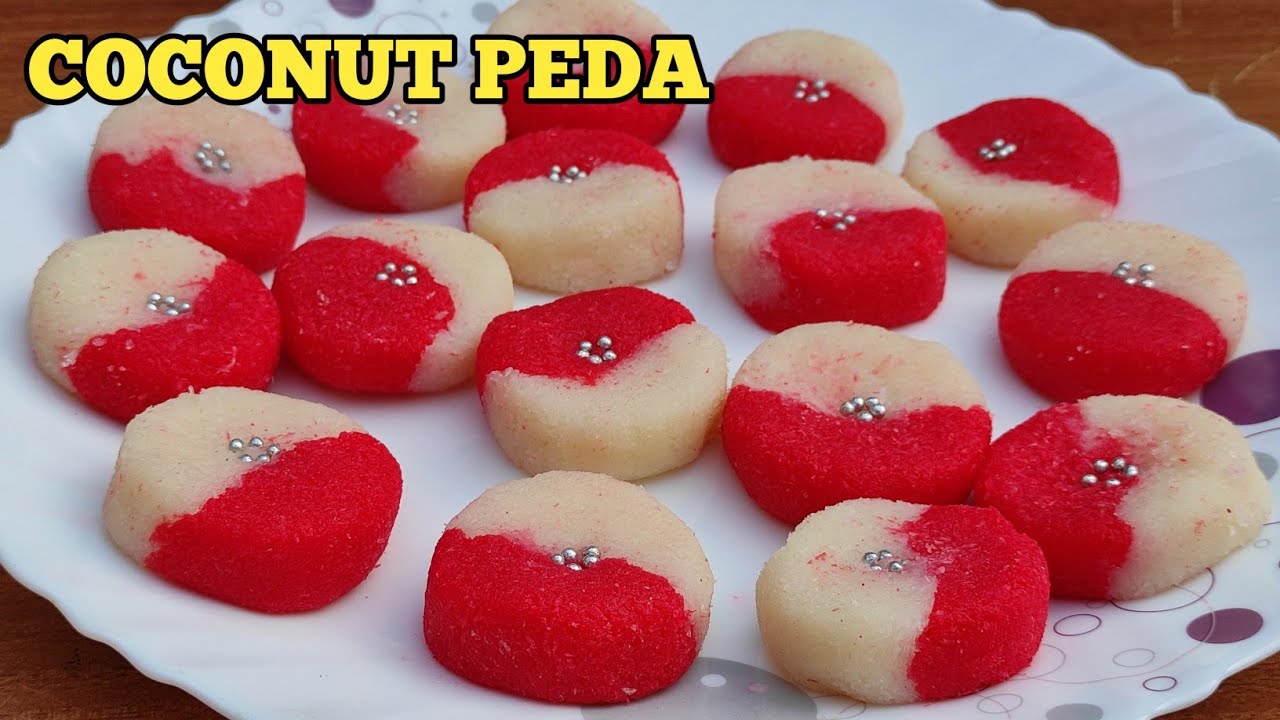 Coconut Sweets | Coconut peda | Pink Coconut Sweet | Instant Sweet Recipe | Nariyal peda