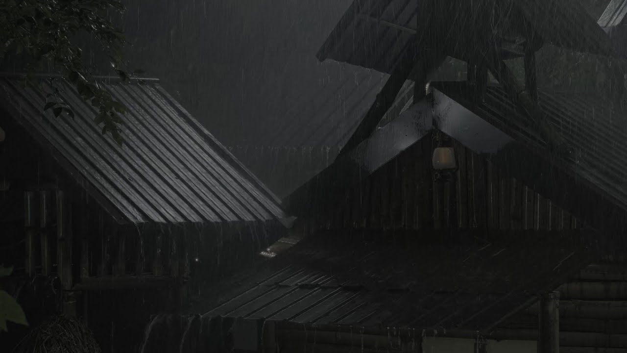 Relieve & Goodbye Stress with Heavy Rain on a Tin Roof at Night | White Noise to Help Relax
