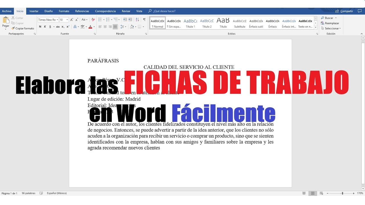 CÓMO HACER FICHAS DE TRABAJO EN WORD FÁCILMENTE