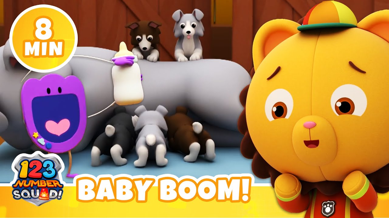 NEWBORN PUPPIES ON THE FARM! | 123 Number Squad! | Full Episode | #kids