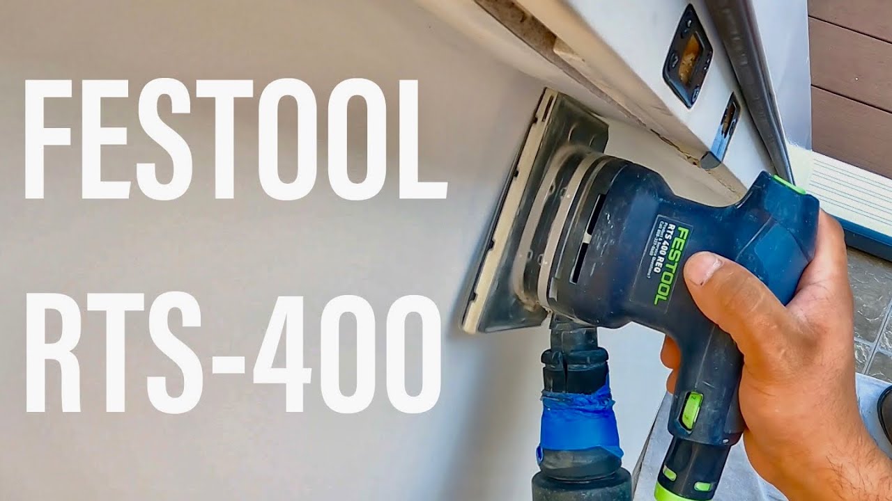 FESTOOL RTS 400 hands on demonstration. Dustless sanding drywall!