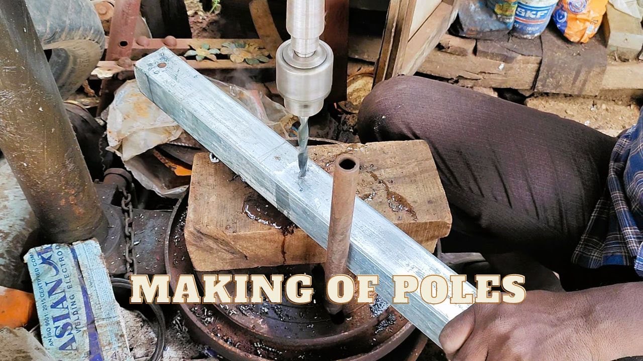 Making of Badminton Poles(బ్యాడ్మింటన్ పోల్స్ తయారుచేయడం)-Outdoor Badminton Court Preparation-Part 1