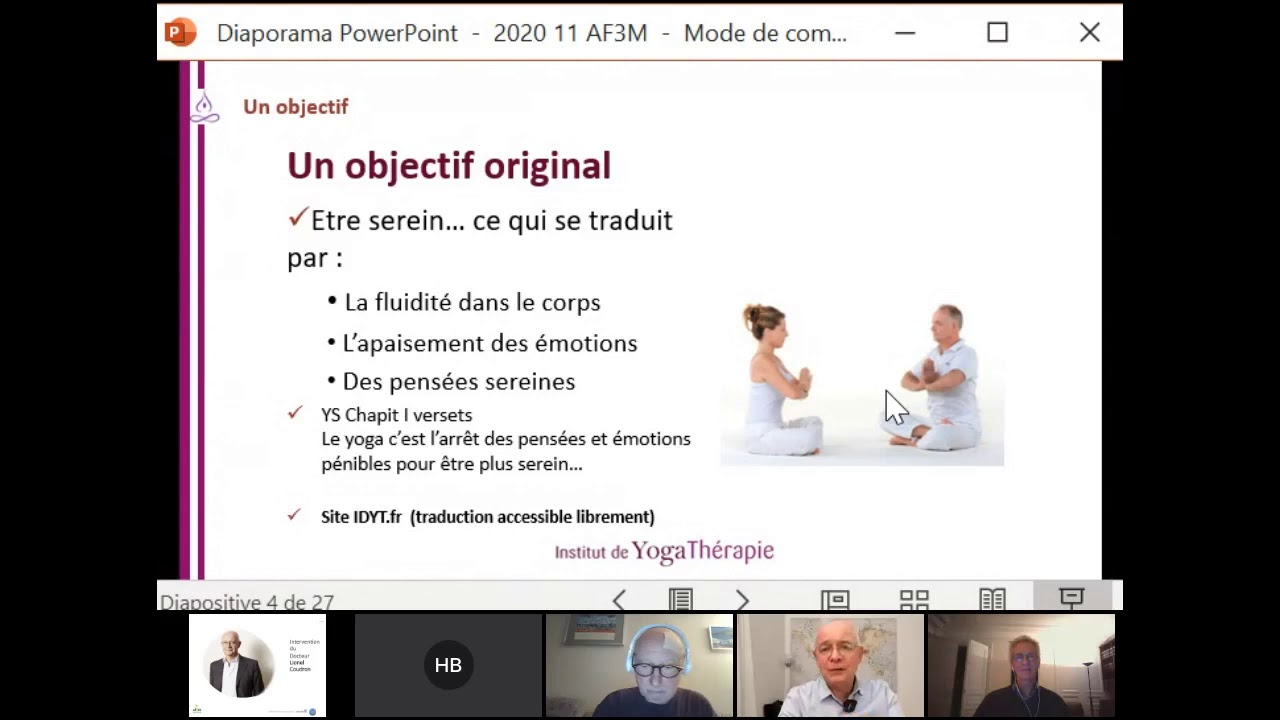 Atelier relaxation YOGA THERAPIE avec le Dr Lionel COUDRON le 17/11/2020