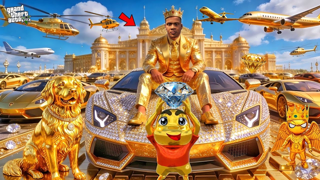 Franklin Become BILLIONAIRE! Life of Golden King in GTA 5 | SHINCHAN and CHOP