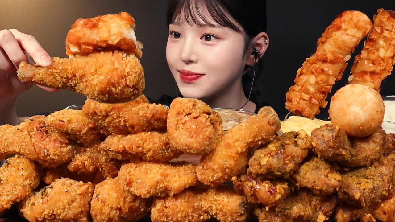 SUB)역대급 바삭한 크크크치킨 먹방!🍗60계 후라이드 호랑이치킨에 포테이토치즈스틱까지 꿀조합 리얼사운드 Chicken Mukbang Asmr