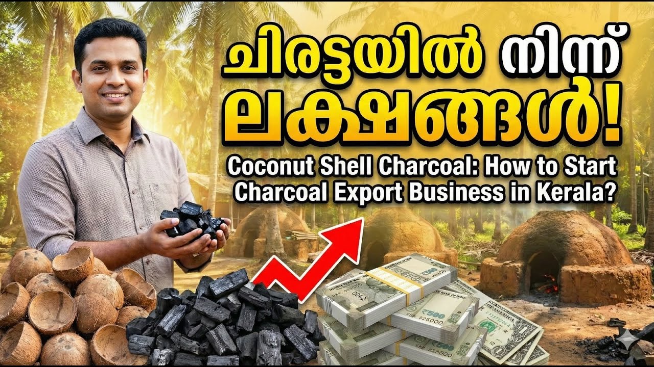 Coconut Shell Charcoal ചിരട്ടയിൽ നിന്ന് ലക്ഷങ്ങൾ!  How to Start Charcoal Export Business in Kerala1