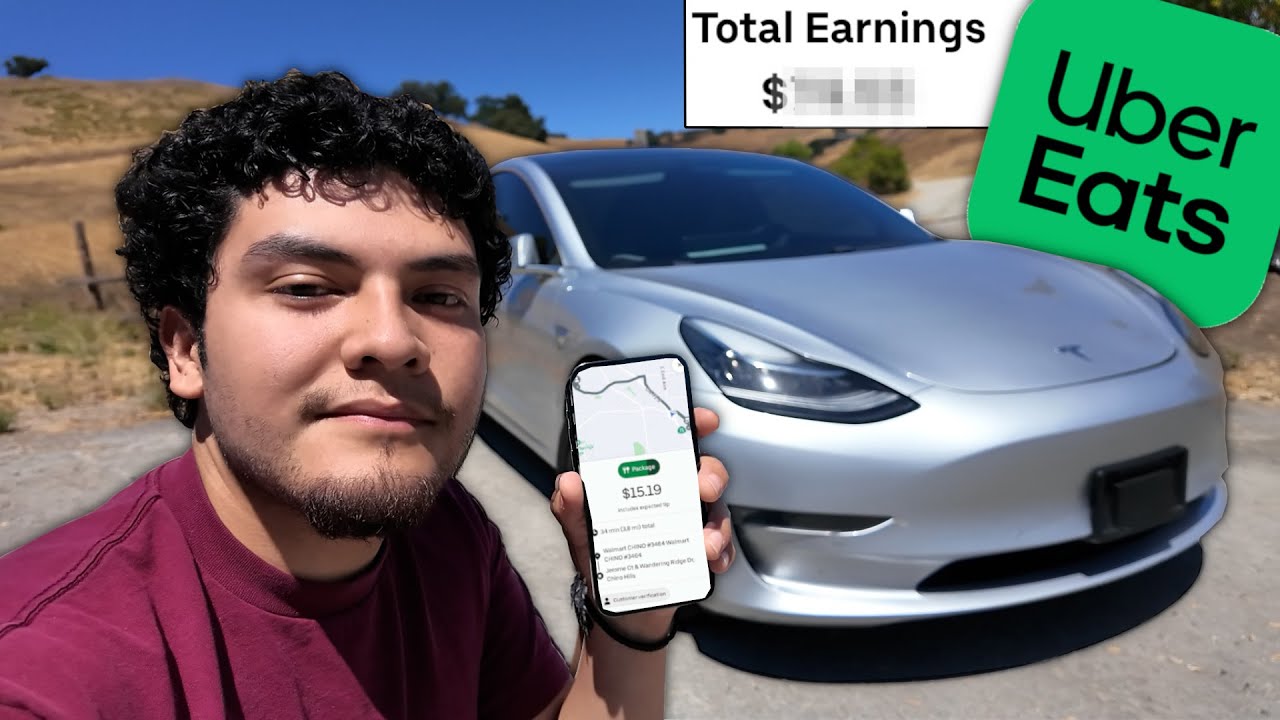 First Day Of UBER EATS In My USED TESLA!