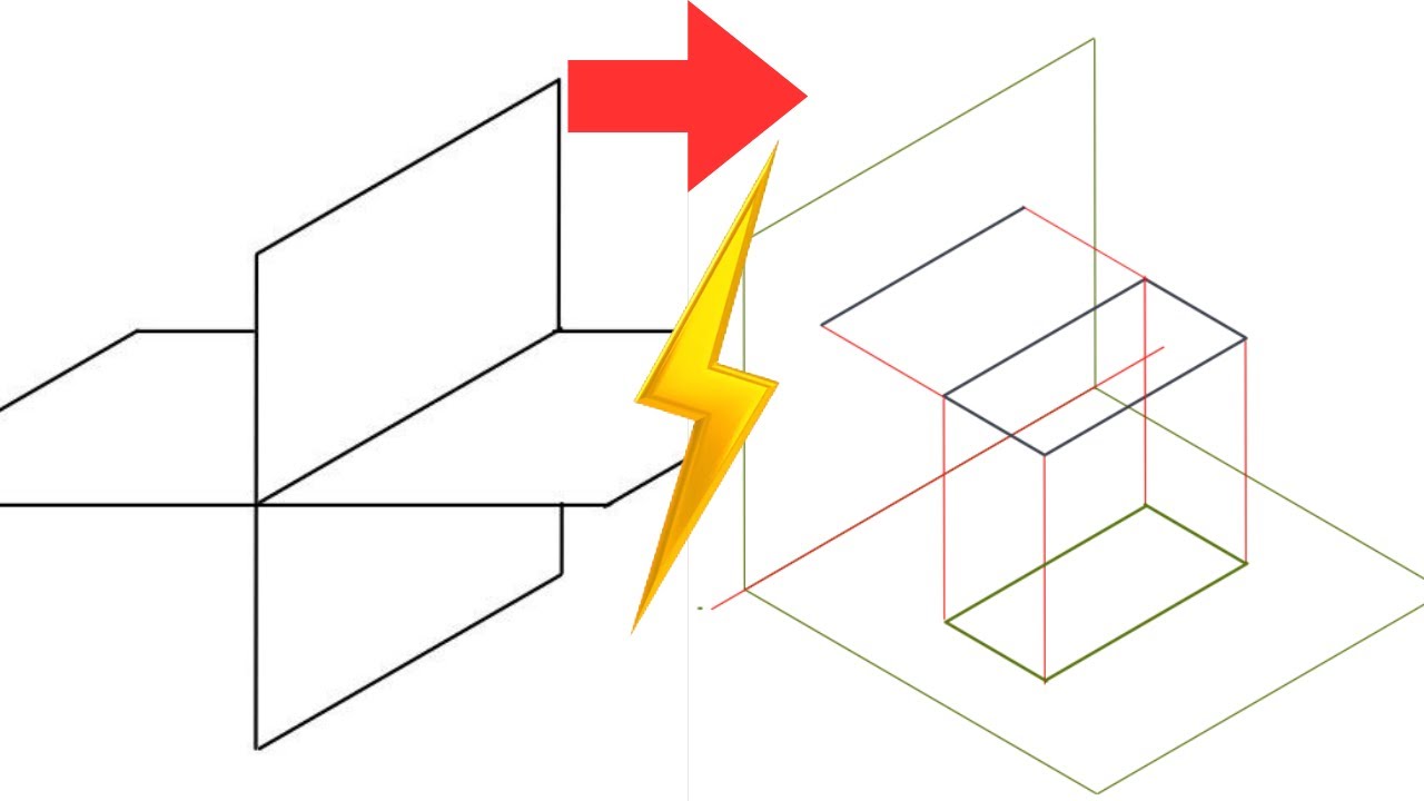 First Angle Projection of Lines & Planes | የመጀመሪያ አምስት ማቅረብ ምሳሌ | Engineering Graphics Tutorial