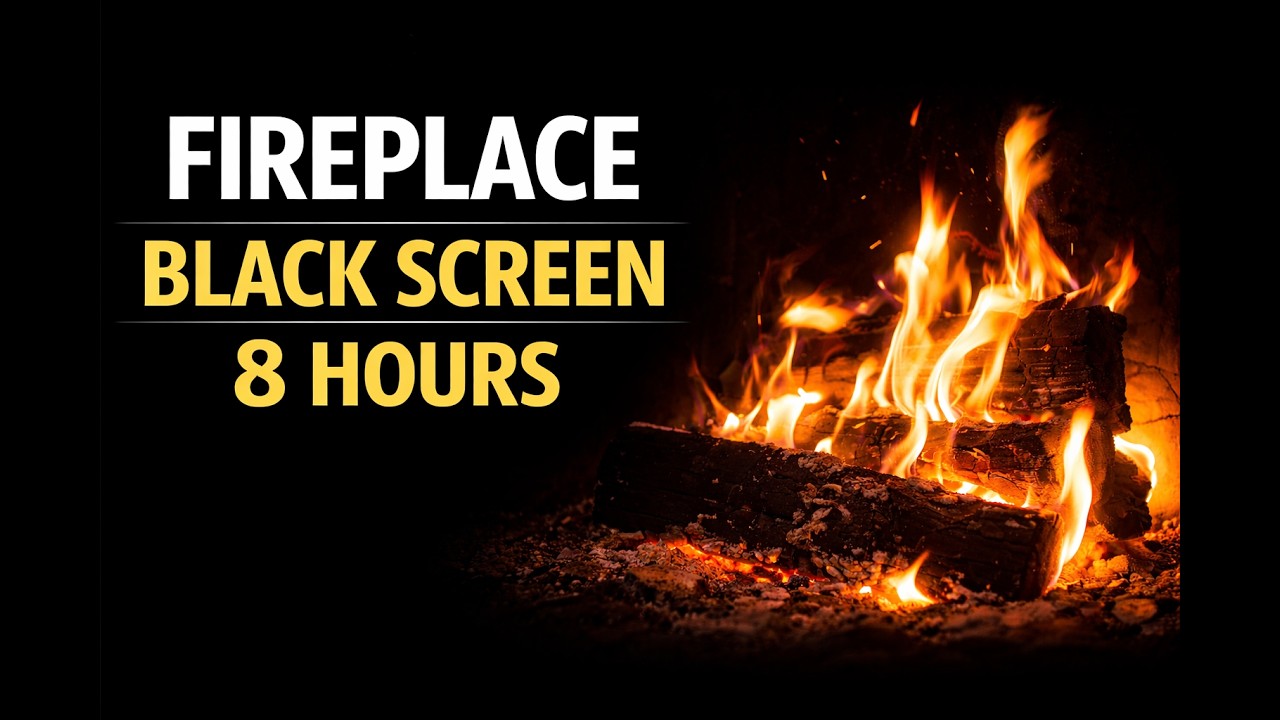 Ep 2 - Cozy Fireplace 🔥 Black Screen for Sleep | 8 Hours