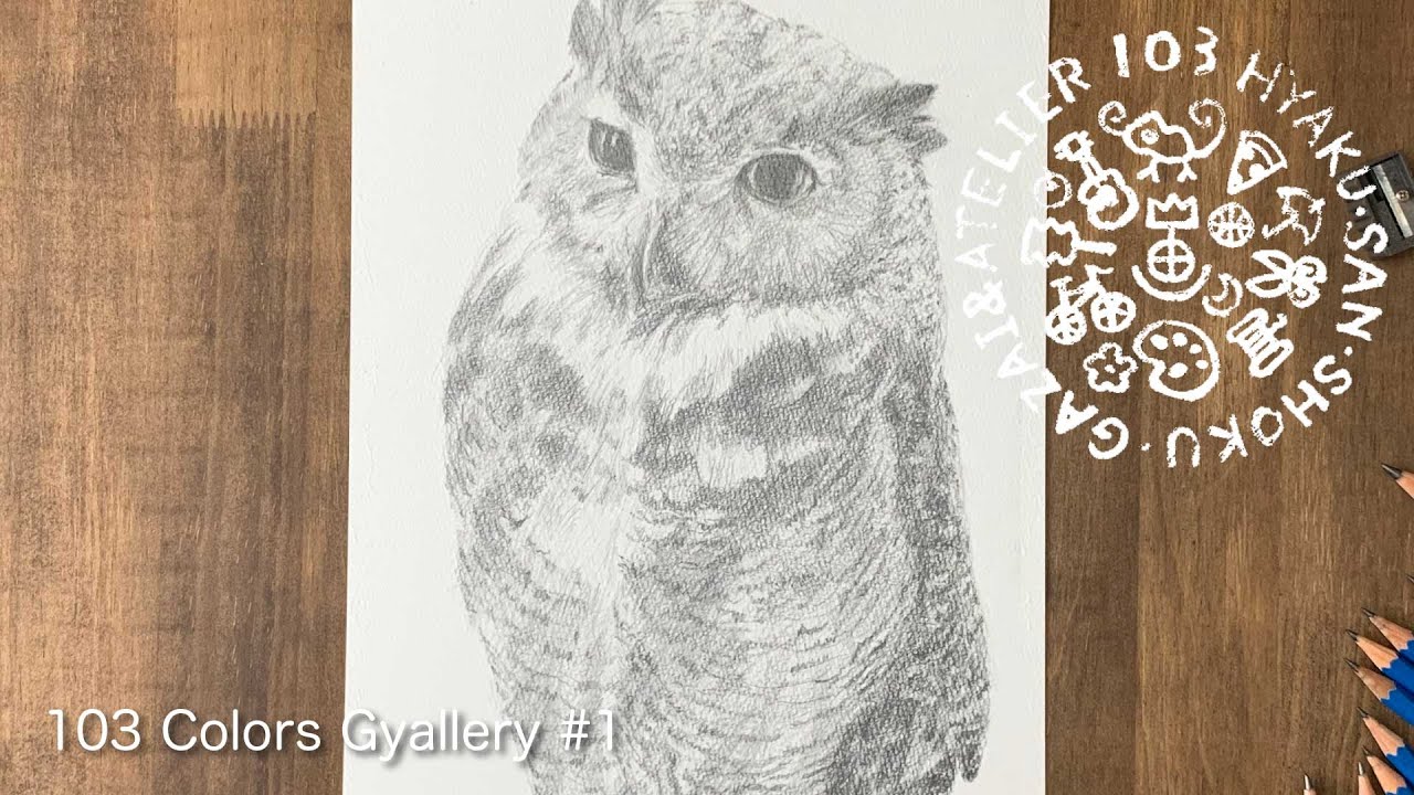 百三色ギャラリー＃1 鉛筆デッサンでミミズクを描く