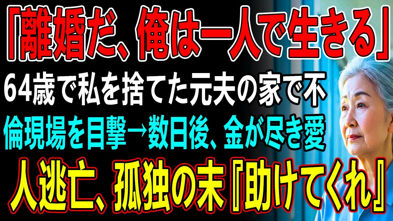 「離婚だ、俺は一人で生きる」64歳で私を捨てた元夫の家で不倫現場を目撃数日後、金が尽き愛人逃亡、孤独の末『助けてくれ』