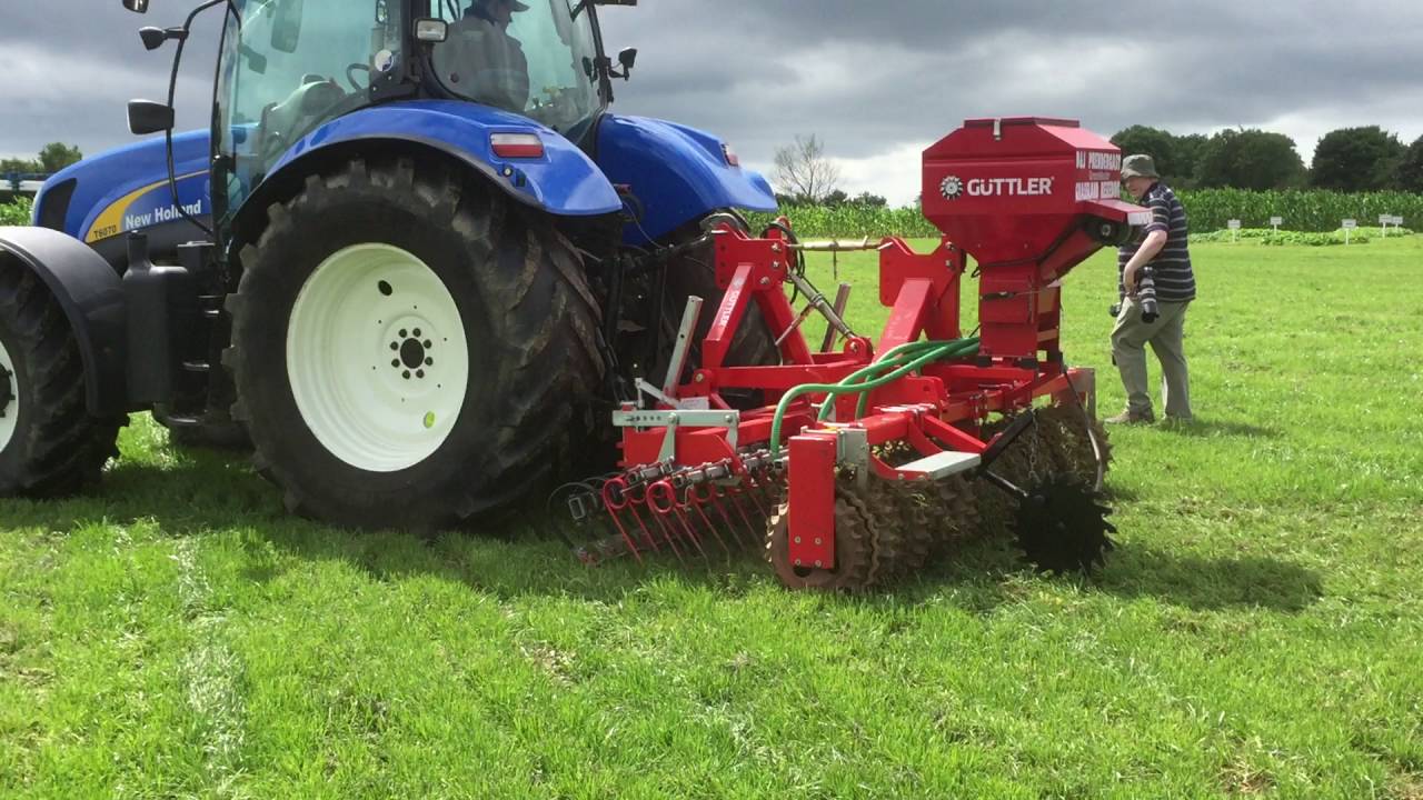 Over sowing grass seed using a Guttler