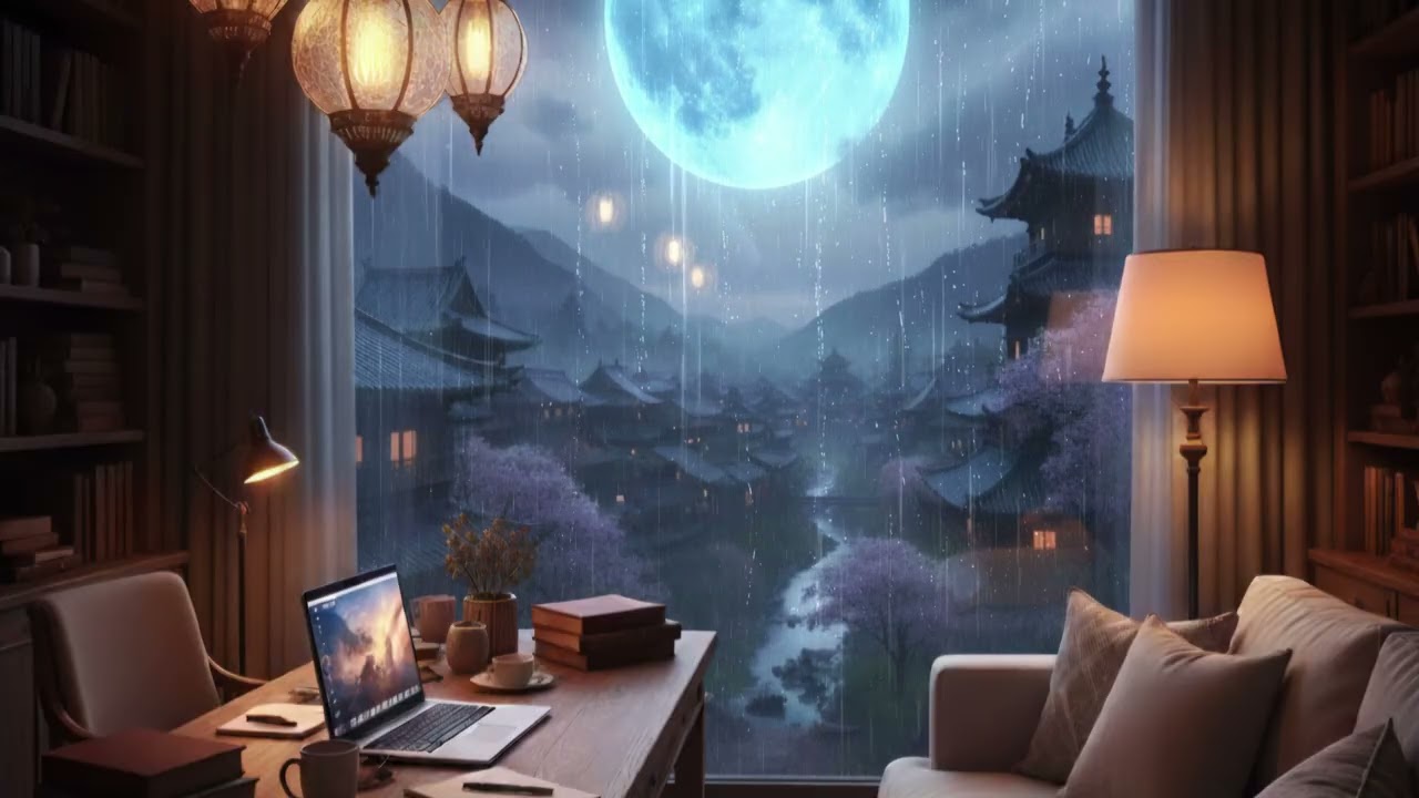 A Rainy Evening in a Japanese Study Room | Lofi for Focus