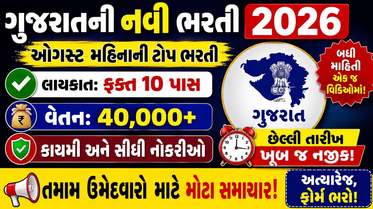 New Bharti 2026 Gujarat | 15000 Salary |Government Job Vacancy 2026 | Gujarat Government Job Vacancy