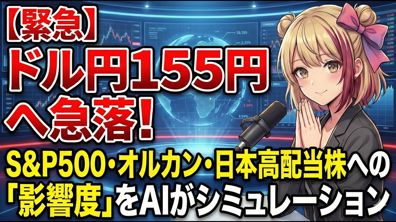 【緊急】ドル円155円へ急落！S&P500・オルカン・日本高配当株への「影響度」をAIがシミュレーション