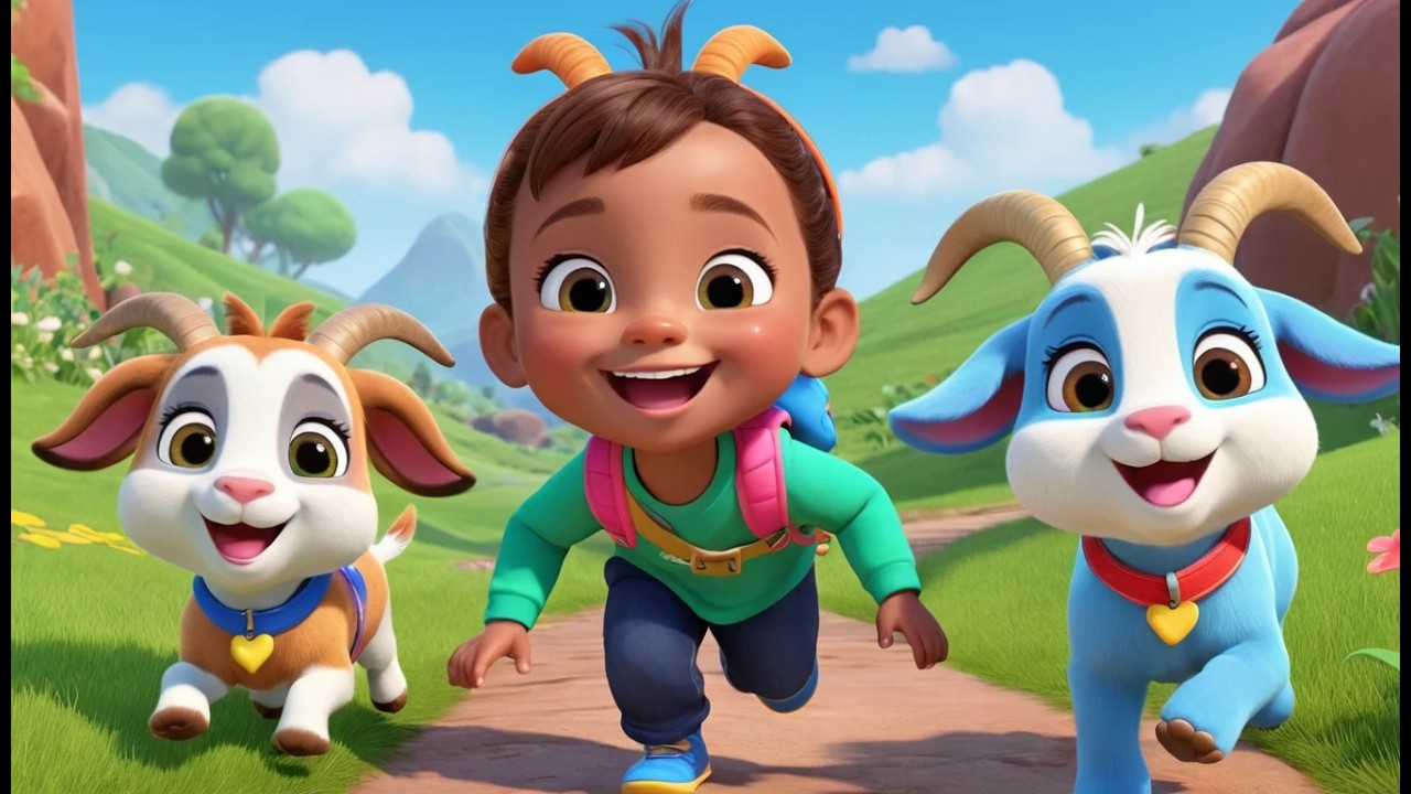Four Little Goats 🐐 Rocky Path Adventure 🪨 | Fun Farm Counting Song for Kids | Playful Nursery Rhyme
