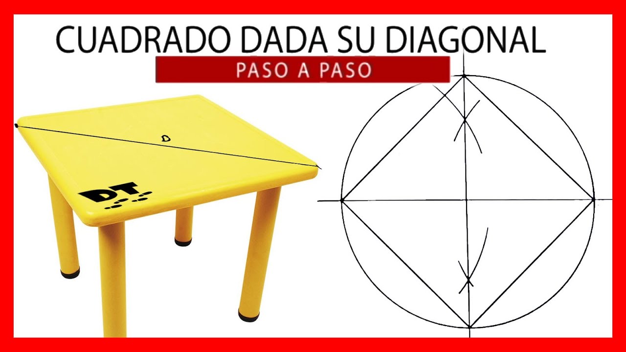 ⬛ Cuadrado dada la diagonal ⬜ Cuadriláteros en dibujo técnico | Cuadrado conocida su diagonal