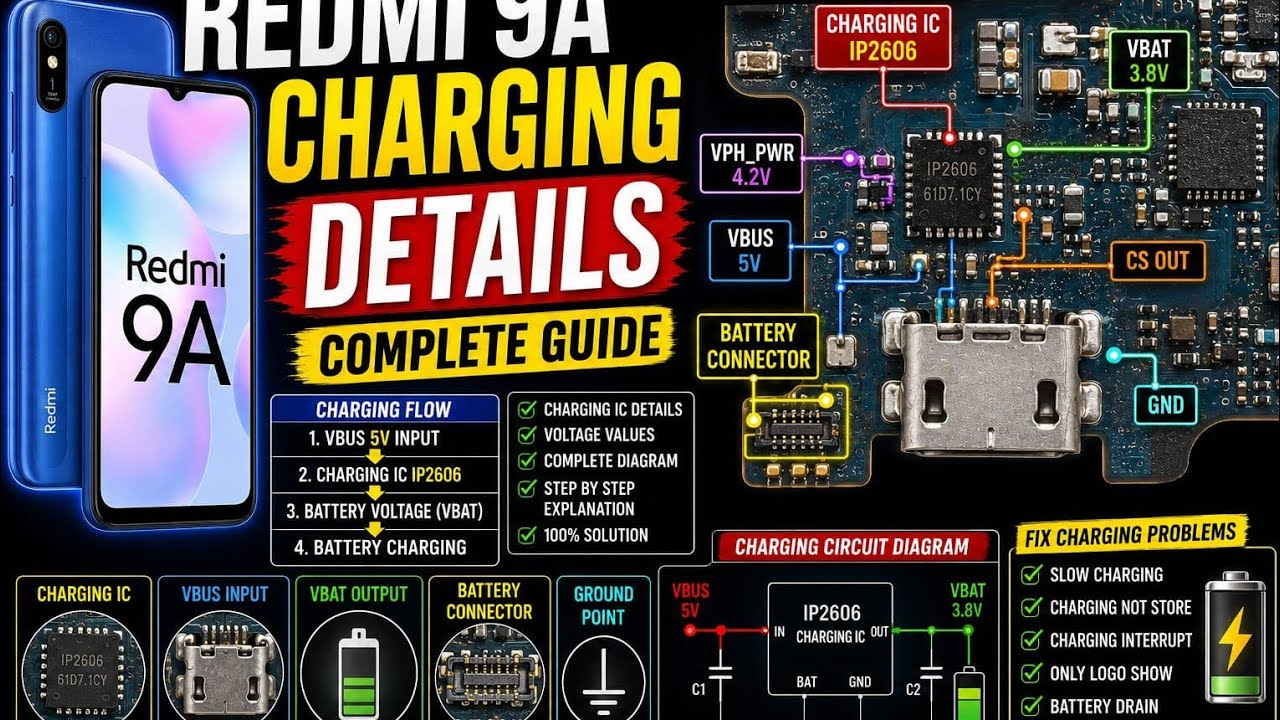 Redmi 9a charging detail redmi 9a charging solution redmi 9a facke charging redmi 9a no charging SBM