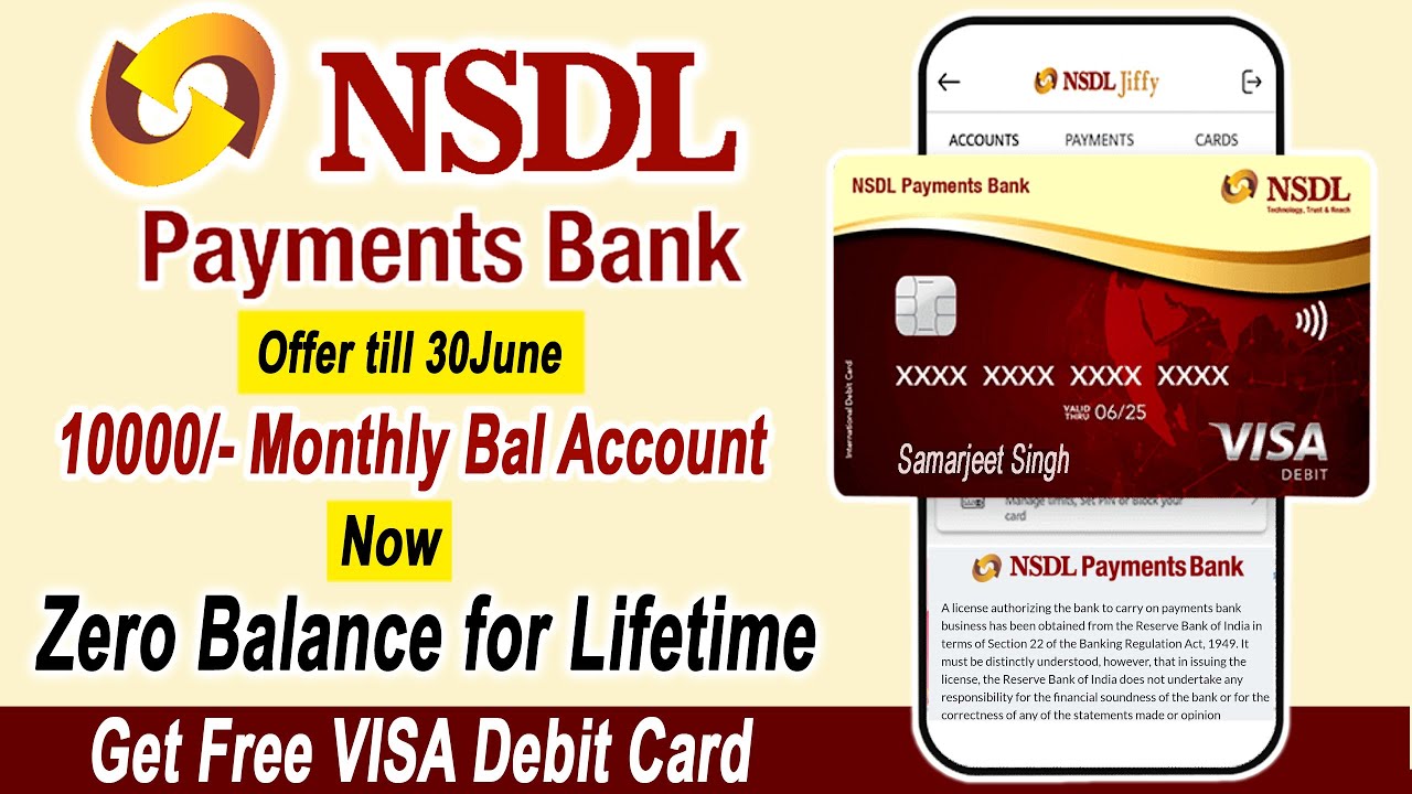 How to Open NSDL Bank Zero Balance Account | NSDL Payment Bank | NSDL-Jiffy | Offer till 30 June