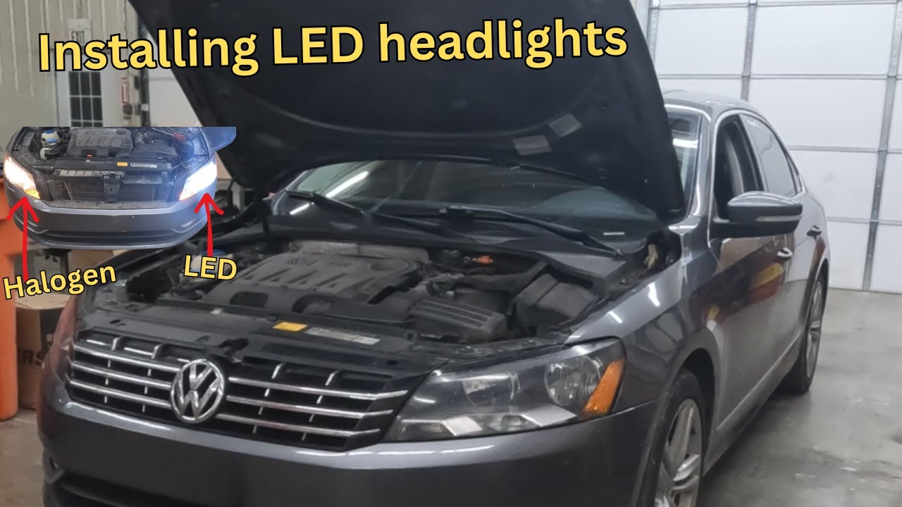 Установка светодиодных фар VW Passat TDI AUXITO 2013! Видеоинструкция!