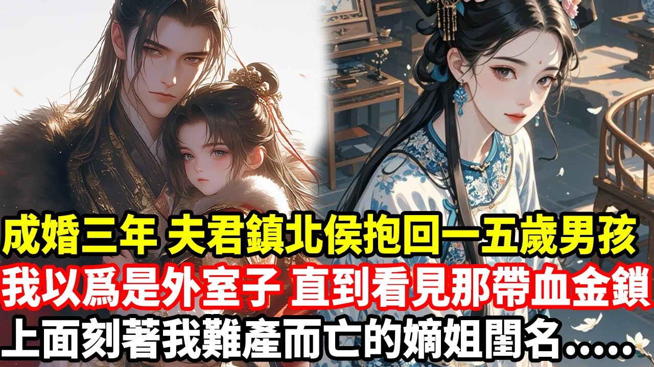成婚三年，夫君鎮北侯抱回一五歲男孩，我以爲是外室子，直到看見那帶血金鎖，上面刻著我難產而亡的嫡姐閨名.....
