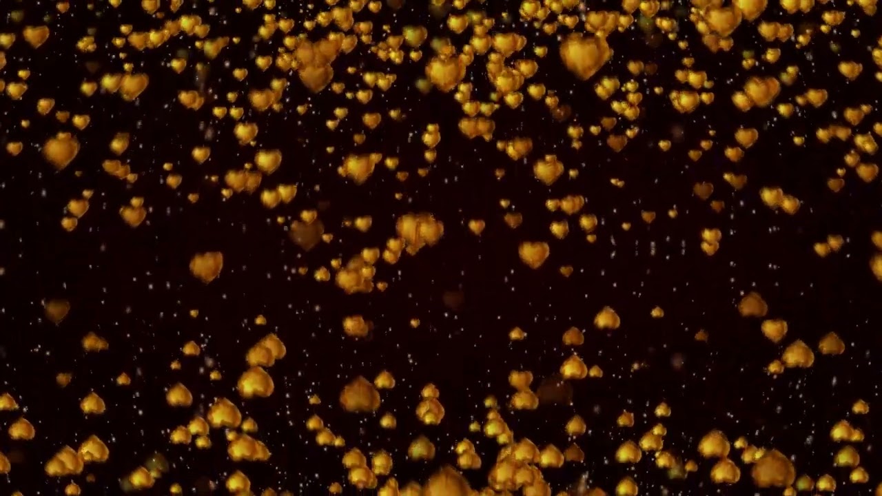 Shimmering Golden Hearts Glittering Animated Particles Background
