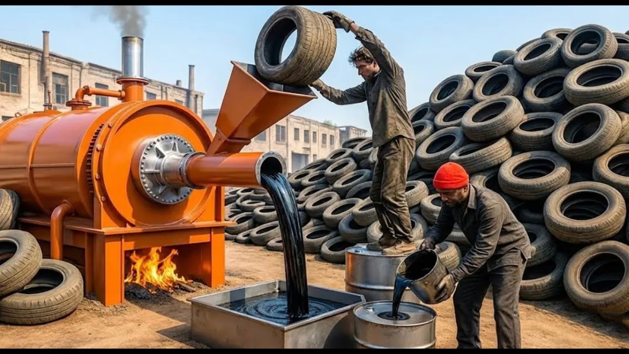 The Unbelievable Recycling ! How Old Waste Tyres Are Turned into Oil Fuel | Waste Recycling