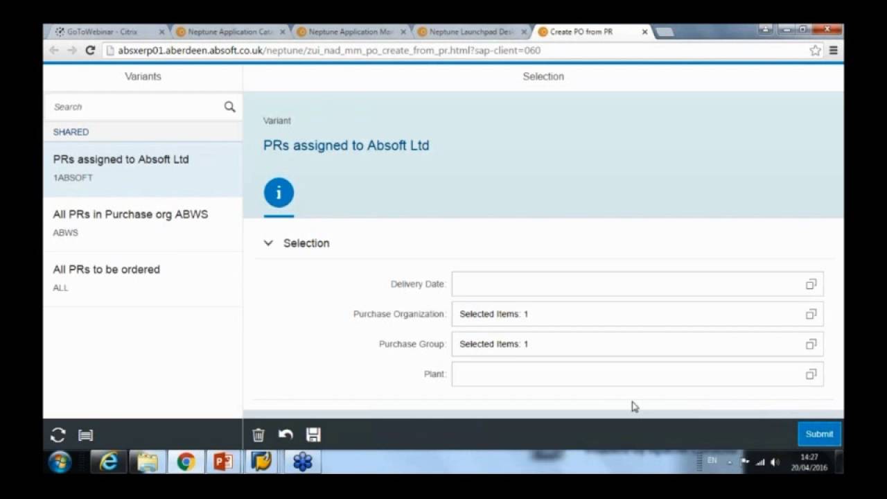 Technical Development - Self Service Procurement Solution