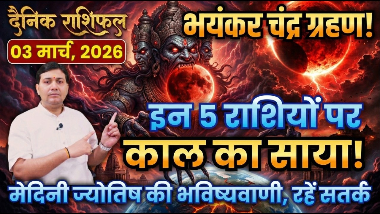 ग्रस्तोदित चंद्रग्रहण |03 March 2026 |Aaj Ka Rashifal |सवस्त्र स्नान क्यों है अनिवार्य? दैनिक राशिफल