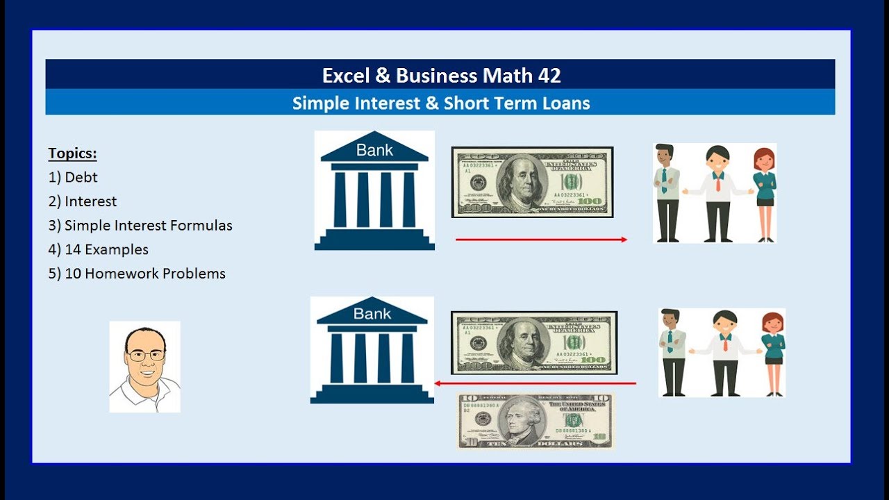 Excel & Business Math 42: Simple Interest Calculations & Short Term Loans