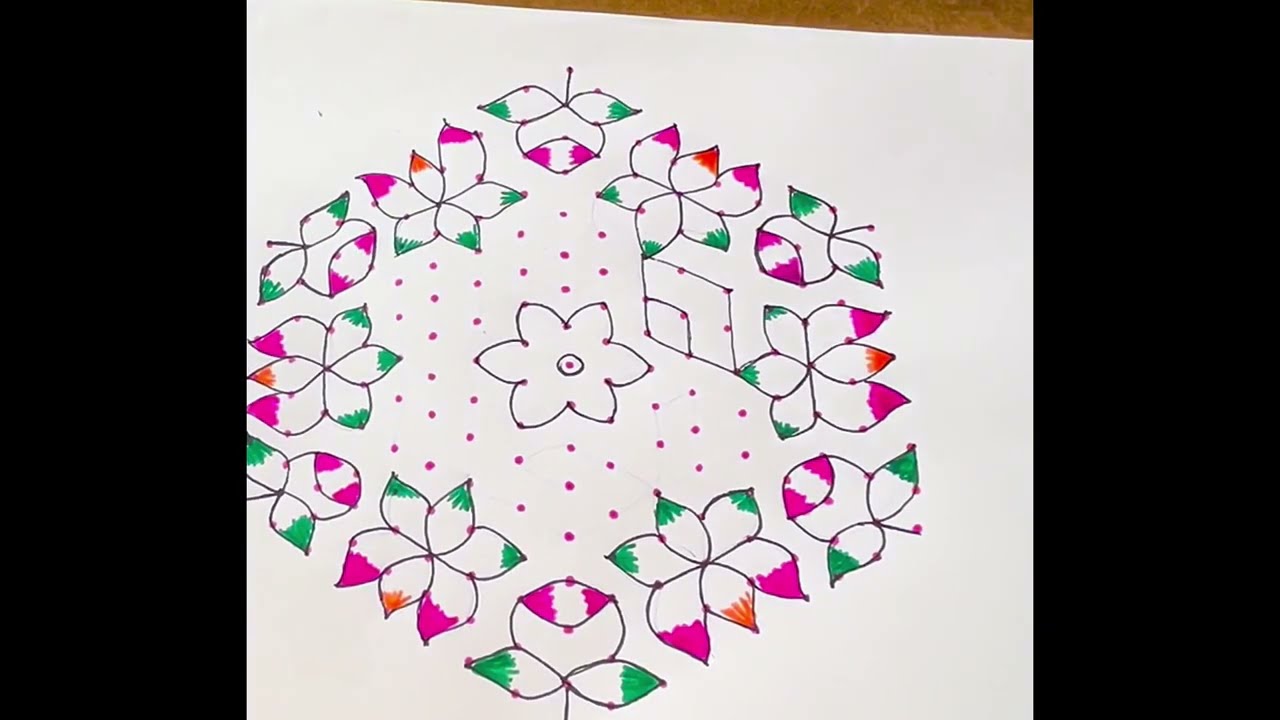17-9 Dots rangoli design | Friday rangoli | Festival rangoli design | Big rangoli |