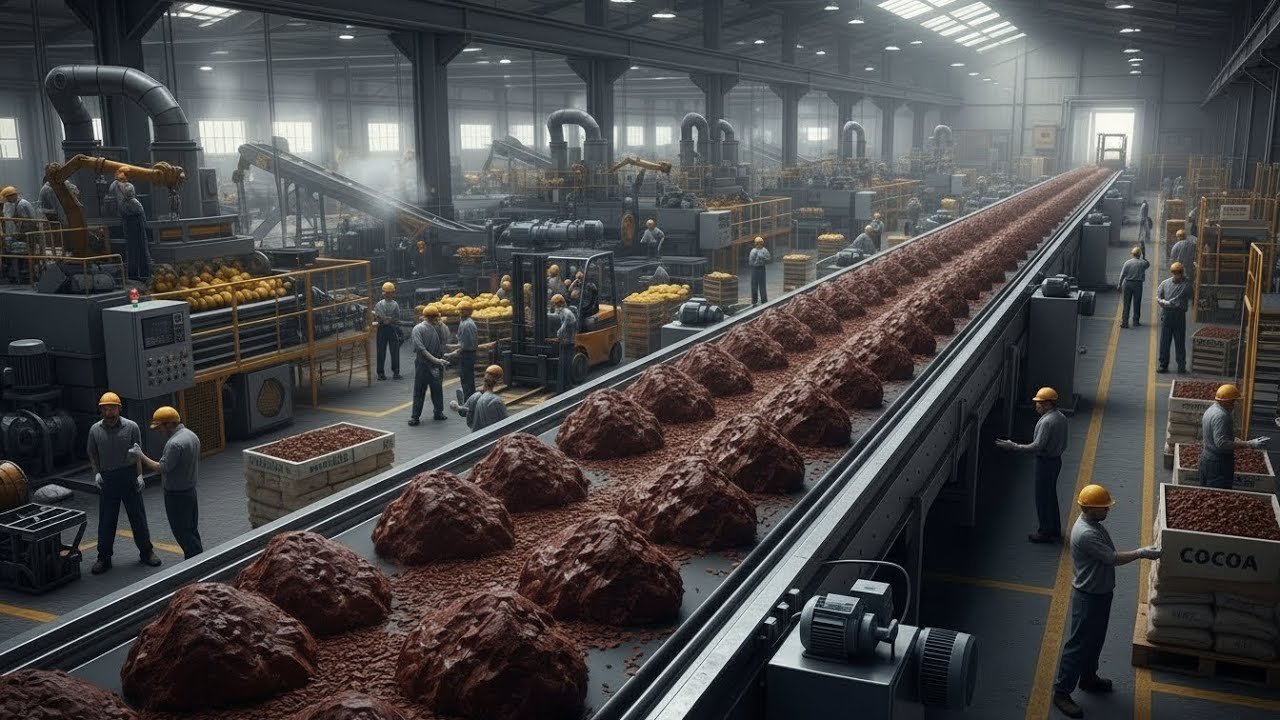 Inside a Modern Cocoa to Chocolate Processing Factory | Full Process