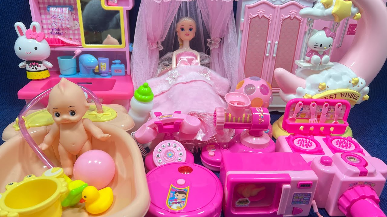 11 Minutes Satisfying Unboxing Royal Barbie Princess Sisters Flower Family Dress Up Play Set｜ASMR