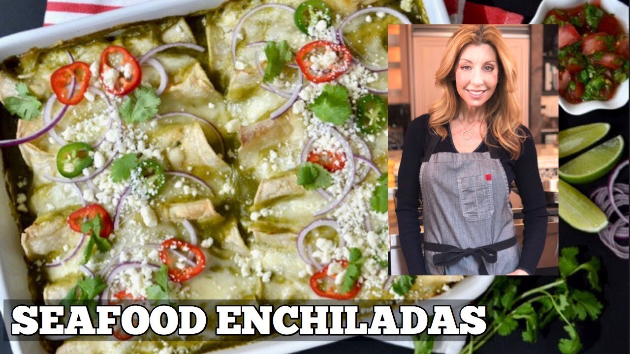 SEAFOOD ENCHILADAS with Roasted Tomatillo Salsa Verde