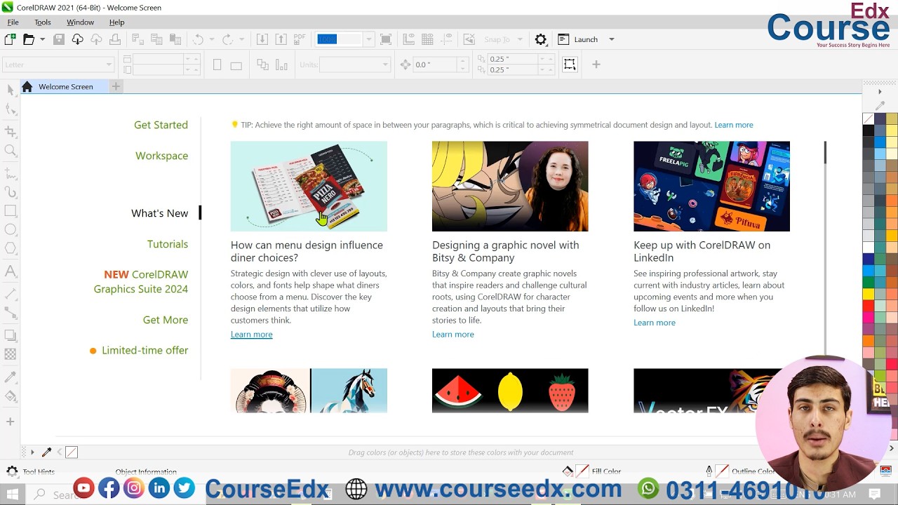 1 CorelDRAW Screen Layout Explained in Pashto | How to Install CorelDRAW Step by Step