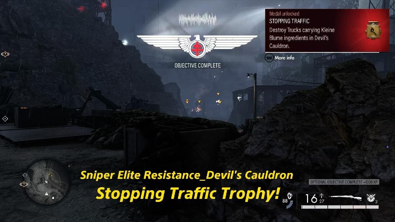 Sniper Elite Resistance_Devil's Cauldron Stopping Traffic Trophy!