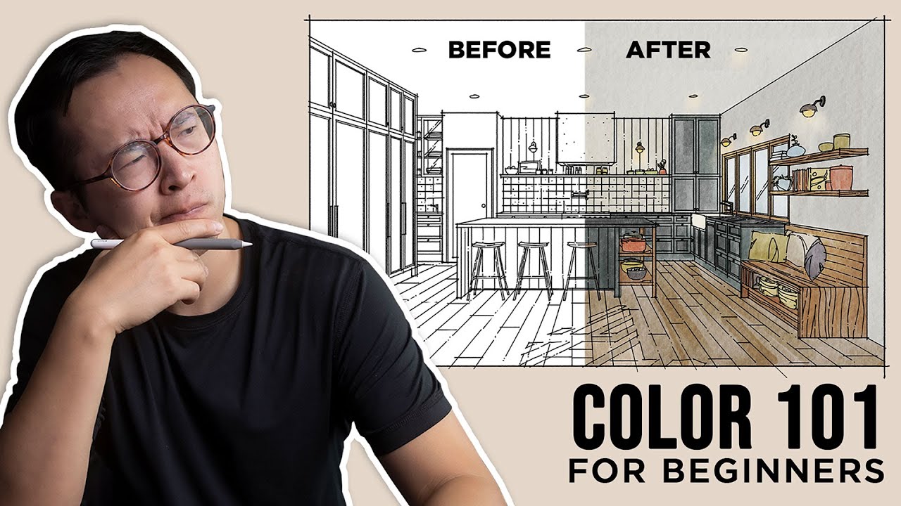 Adding materiality to a finished sketch in Procreate | iPad for Architects
