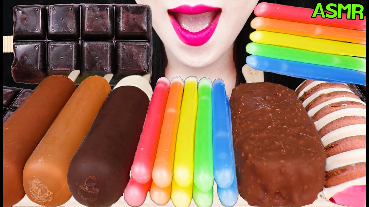 ASMR CHOCOLATE ICE CREAM, RAINBOW NIK-L-NIP WAX BOTTLE 닉클립 왁스병, 초콜릿 아이스크림 먹방 MUKBANG