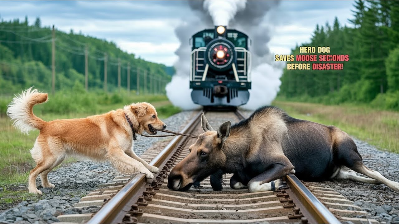 Incredible Hero Dog Transforms Lives, URGENTLY Rescues Moose Just Seconds Before Train Strikes!