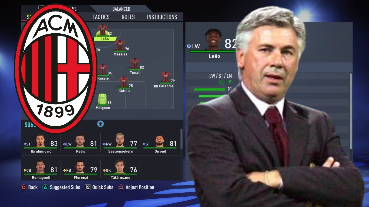 FIFA22-HOW TO PLAY LIKE CARLO ANCELOTTI AC MILAN FORMATION TACTICS AND INSTRUCTIONS