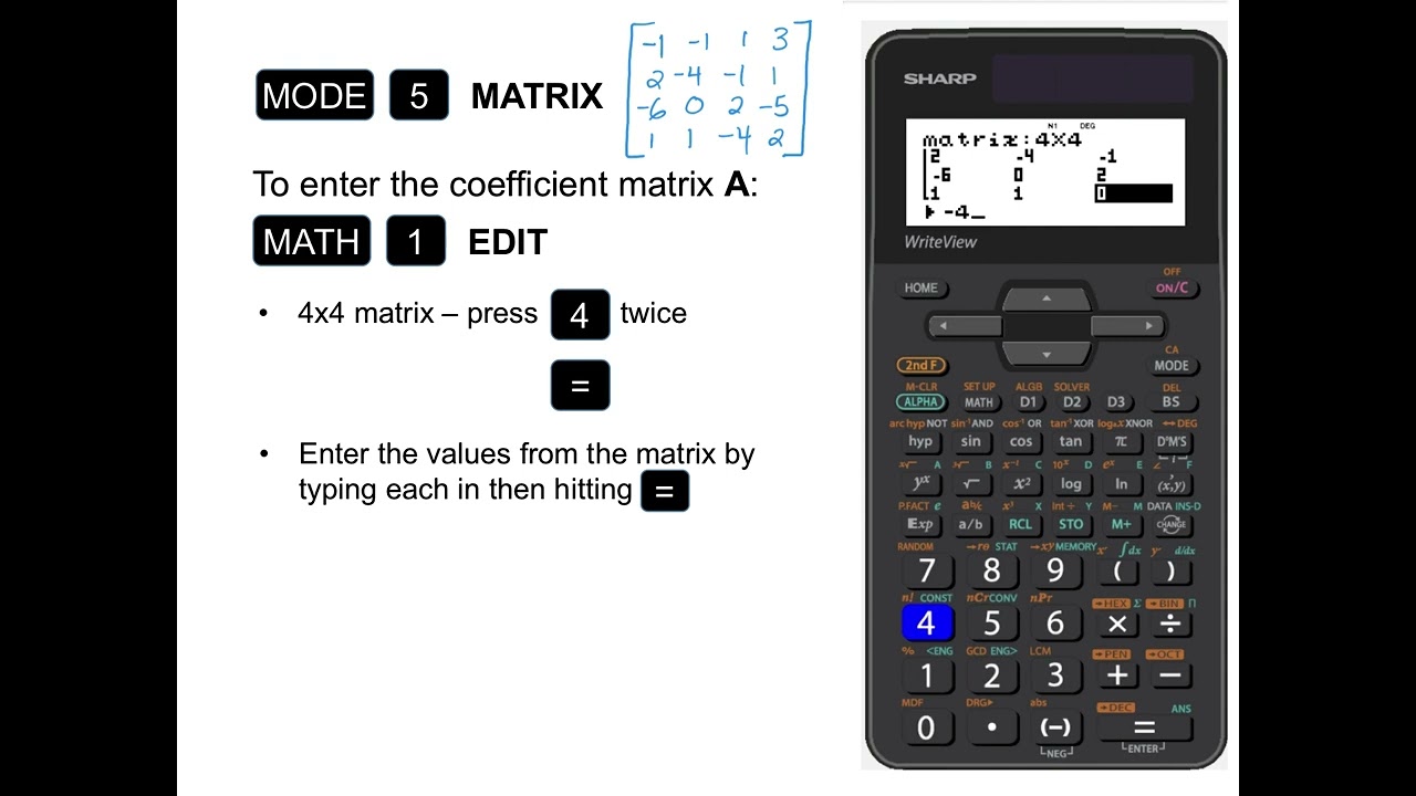 Using MATRIX Mode to Solve Systems of Equations on the Sharp EL-W516XG Calculator