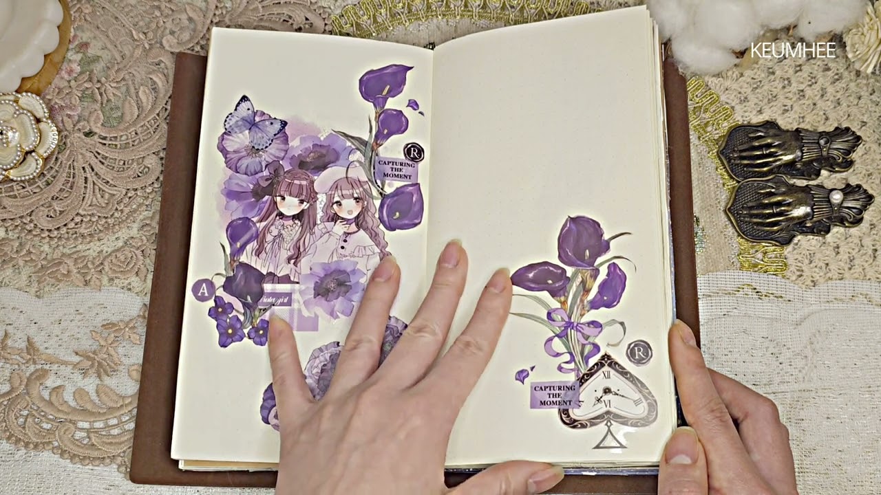 Journal flip through | #Scrapbooking | #コラージュ | 다꾸 몰아보기 | ASMR | aesthetic journaling