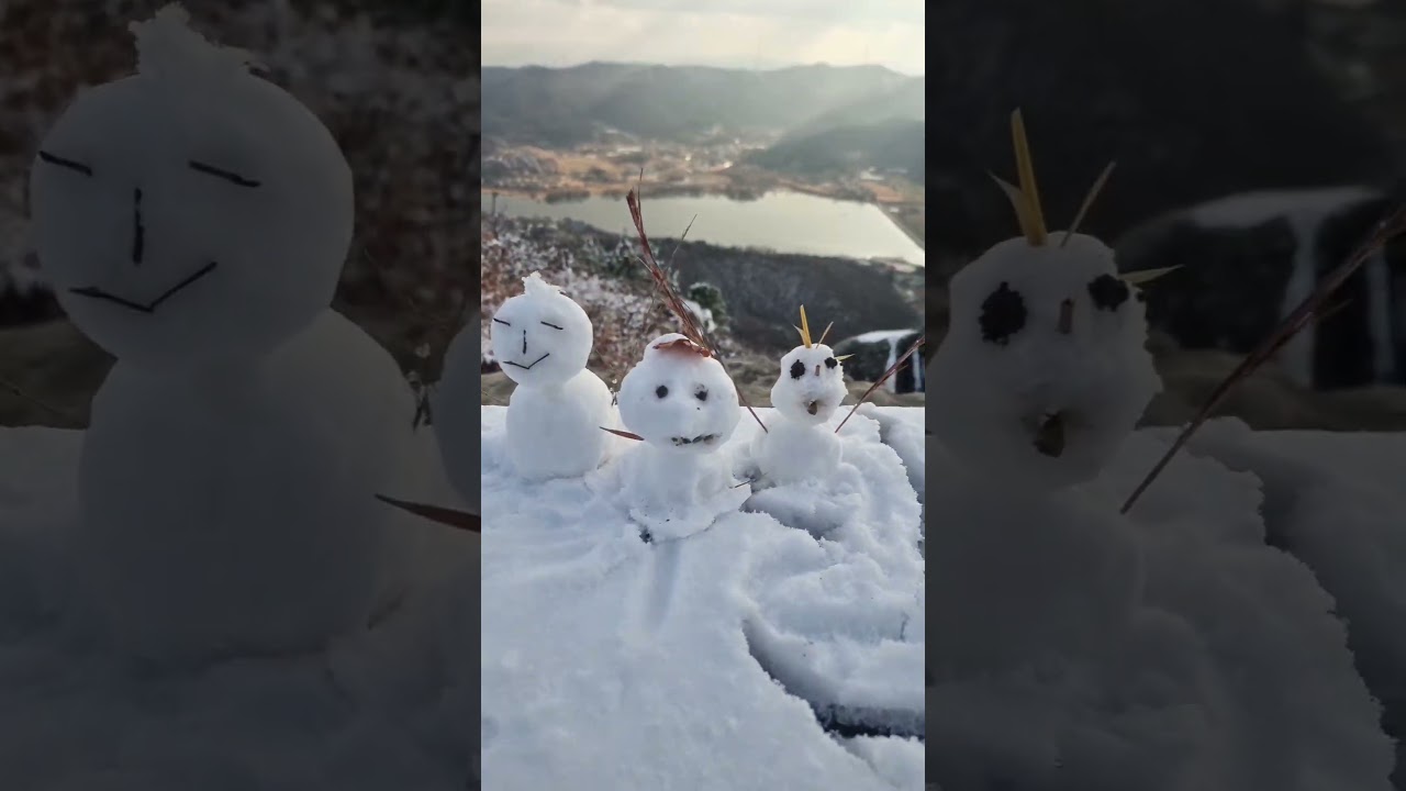 made some Snowman family on the top of a mountain today 