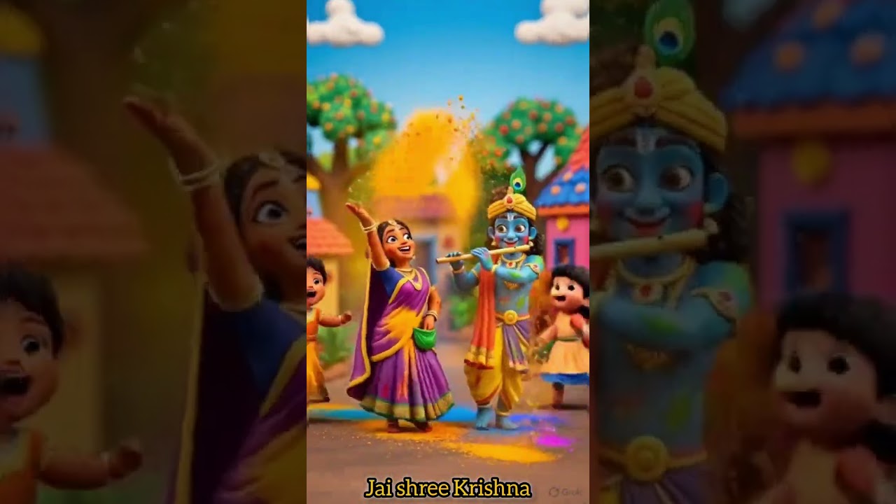 Rang Leke Khelte Radha Krishna 💖 | Beautiful Holi Bhakti Song 2026 #Shorts​​​​​​ #holi #radhekrishna