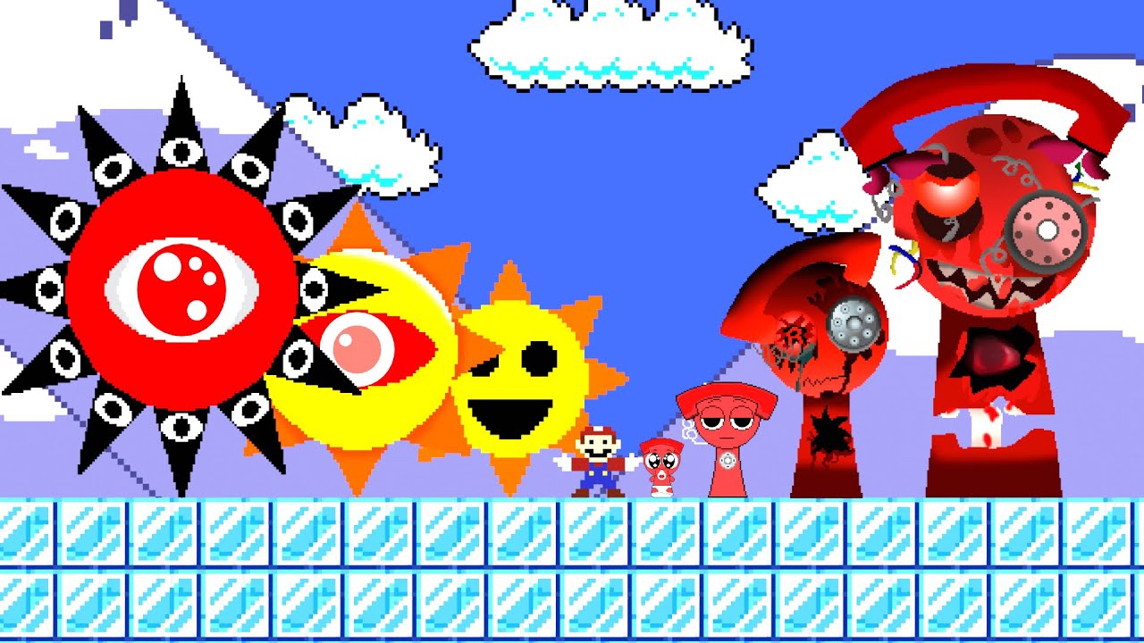 Mario vs SPRUNKI EVOLUTION MR.SUN, OC Tele Phase 1vs2vs3vs4 Calamity ! #sprunki