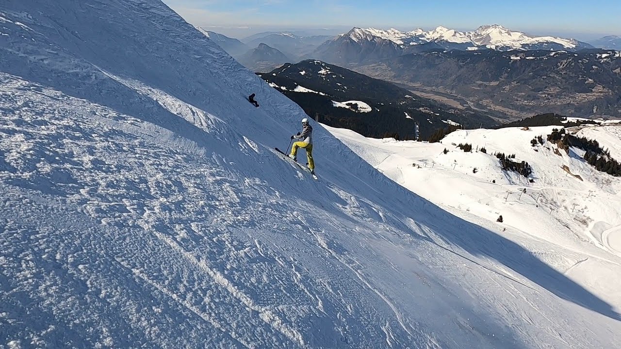 GoPro POV Skiing Black Aigle Noir to Red Parements Samoens 2022 | Grand Massif | Sunny Day