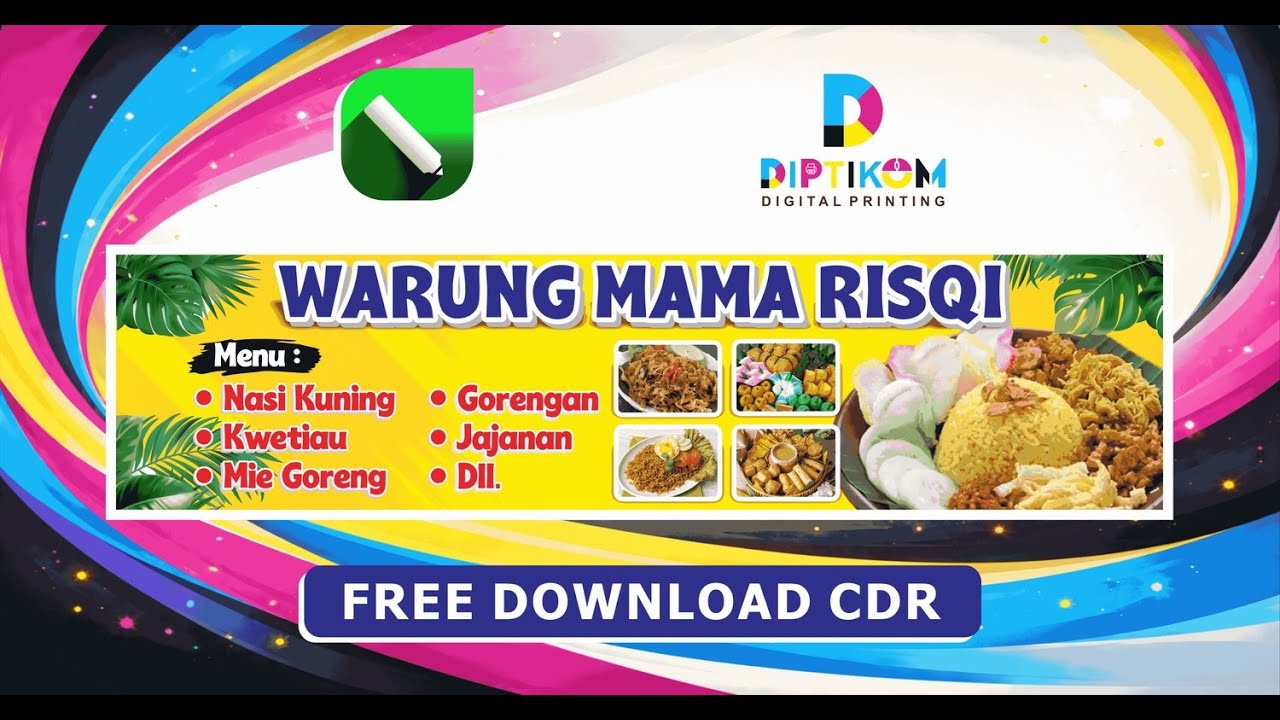 DESAIN SPANDUK WARUNG MAKAN 4 X 1 M, CDR FREE EDIT